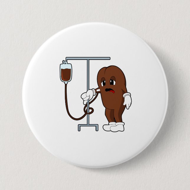 Kaffeebohne mit Kaffeekanne Button (Vorderseite)