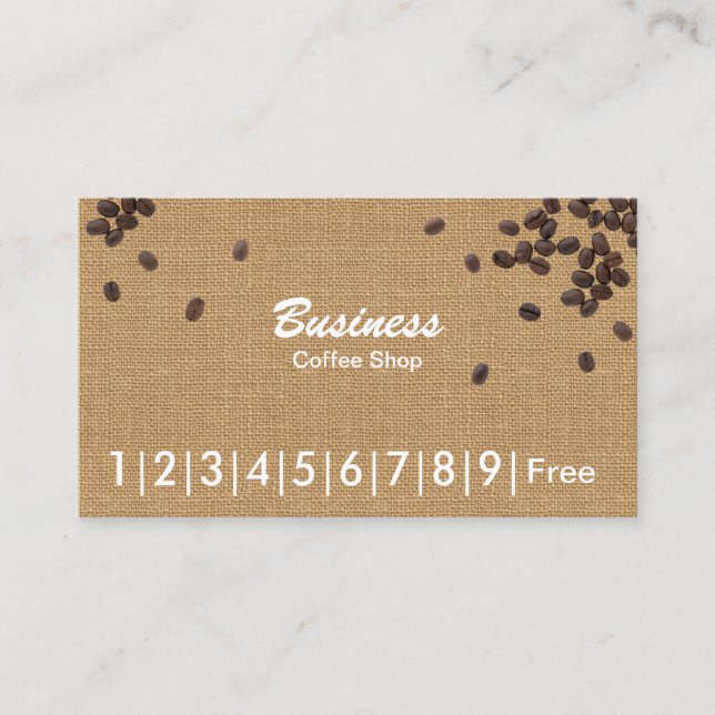 Kaffeebohne-rustikale Leinwand-Kaffee-Loyalität Treuekarte (Vorderseite)