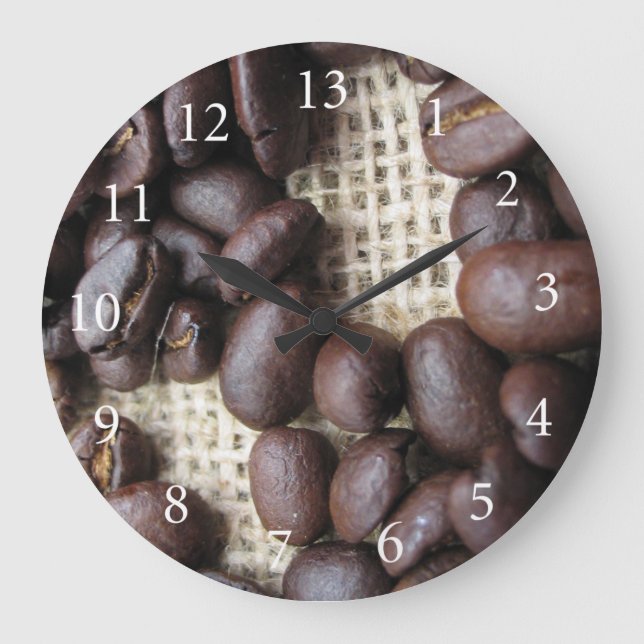 Kaffeebohne-Uhr Große Wanduhr (Vorderseite)