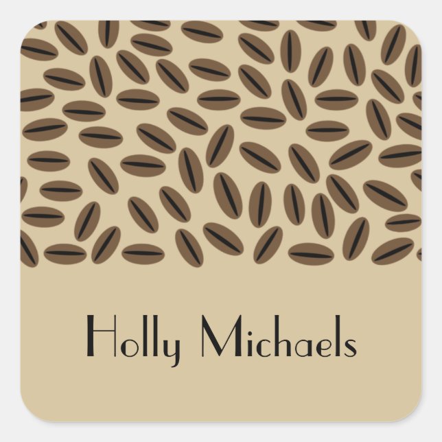 Kaffeebohnen-Aufkleber Quadratischer Aufkleber (Vorderseite)