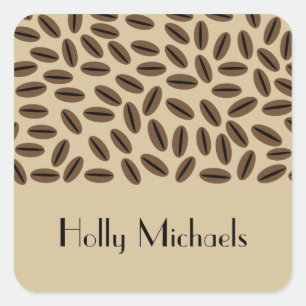 Kaffeebohnen-Aufkleber Quadratischer Aufkleber