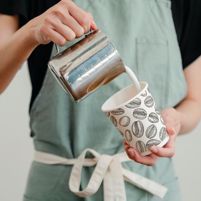 Kaffeebohnen Black & White Coffee Shop Business Pappbecher (Von Creator hochgeladen)