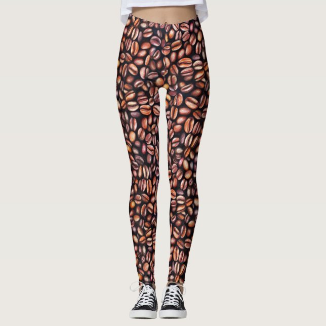 Kaffeebohnen Bleistift Zeichnend Muster rustikal b Leggings (Vorderseite)