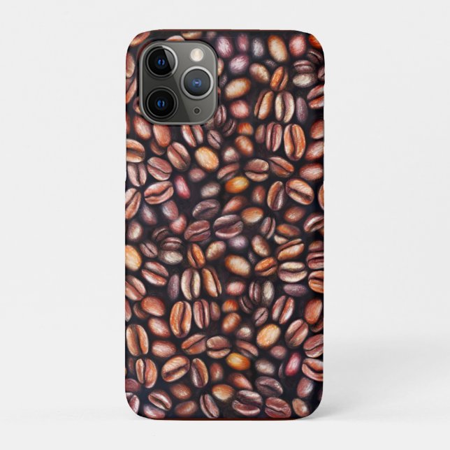 Kaffeebohnen Bleistiftzeichnung Muster Rustikal Br Case-Mate iPhone Hülle (Rückseite)