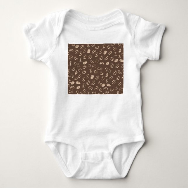Kaffeebohnen: Cartoon Doodle Vintag Baby Strampler (Vorderseite)