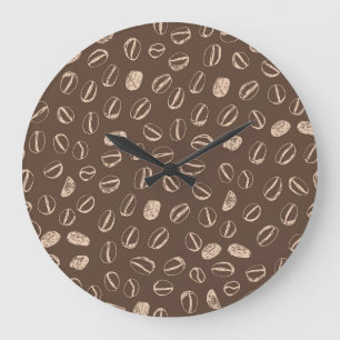 Kaffeebohnen: Cartoon Doodle Vintag Große Wanduhr