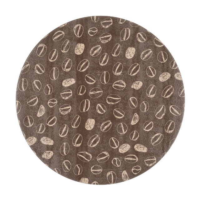Kaffeebohnen: Cartoon Doodle Vintag Schneidebrett (Vorderseite)