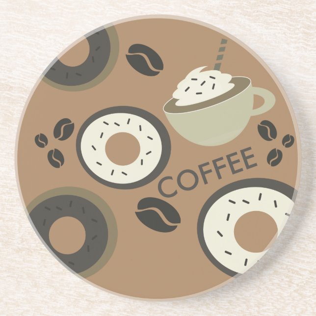 Kaffeebohnen Donuts Sweet Barista Getränkeuntersetzer (Vorne)