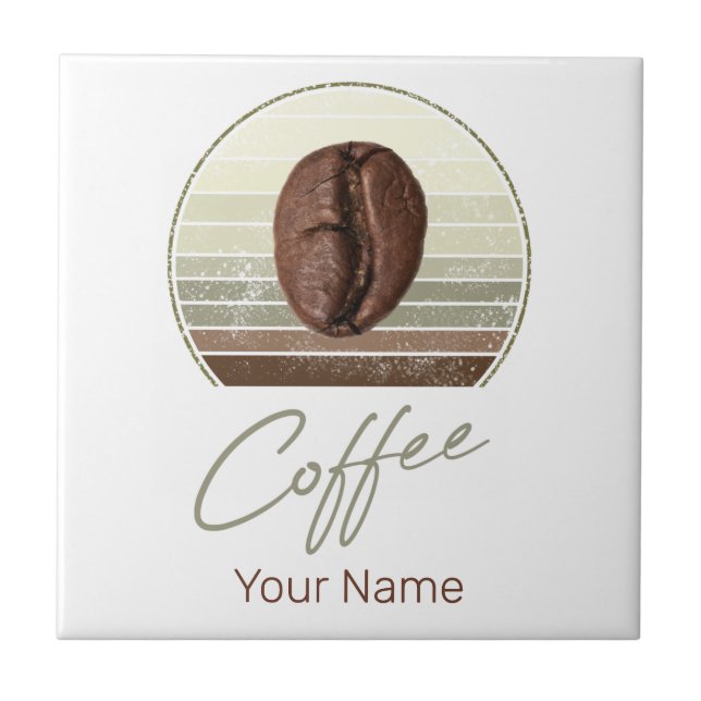 Kaffeebohnen für Espresso und Retro Barista Fliese (Vorderseite)