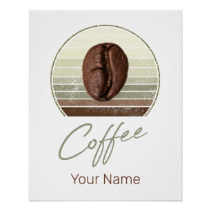Kaffeebohnen für Espresso und Retro Barista Poster