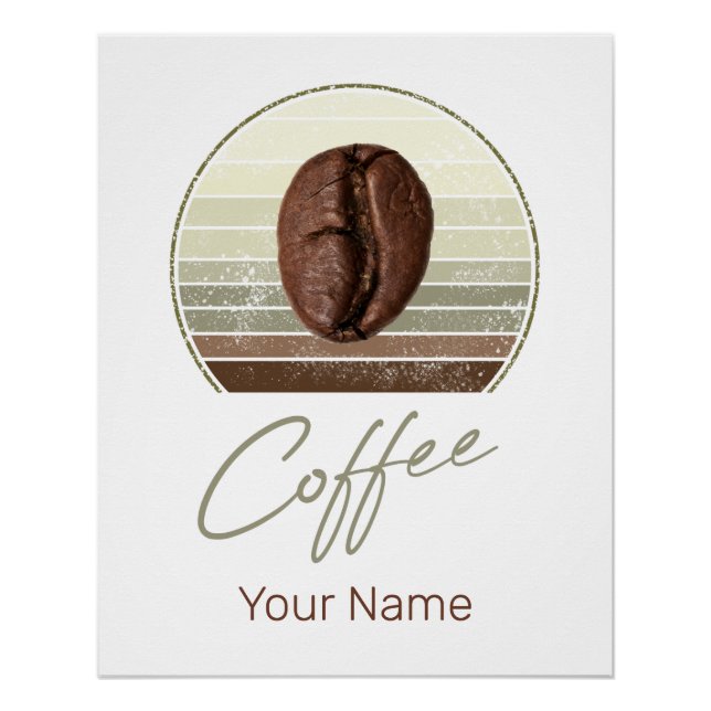 Kaffeebohnen für Espresso und Retro Barista Poster (Vorderseite)