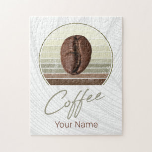 Kaffeebohnen für Espresso und Retro-Barista Puzzle