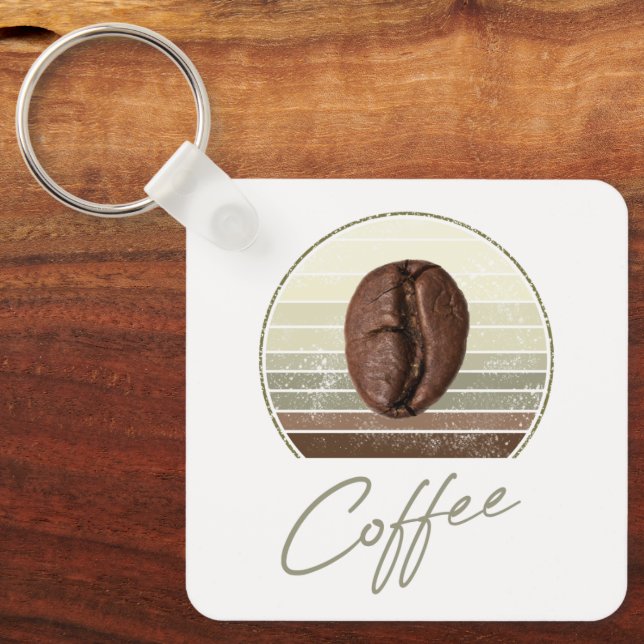 Kaffeebohnen für Espresso und Retro Barista Schlüsselanhänger (Vorderseite)