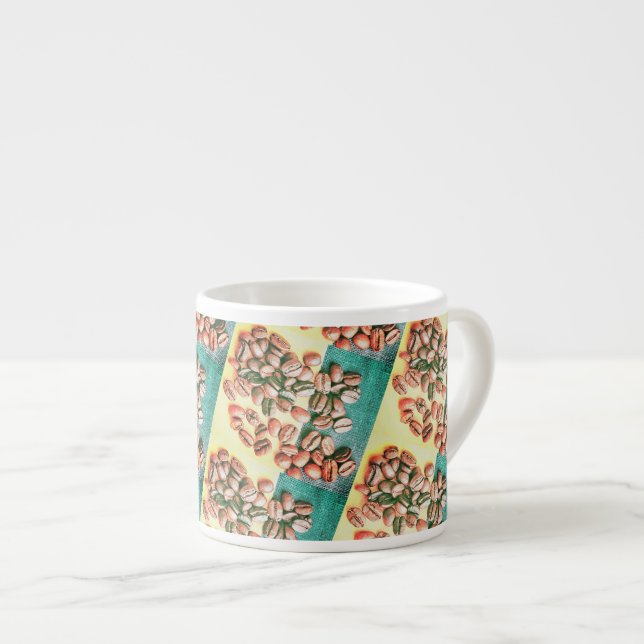 Kaffeebohnen Gelbe Grüne Textur Espresso Cup Espressotasse (Vorderseite Rechts)