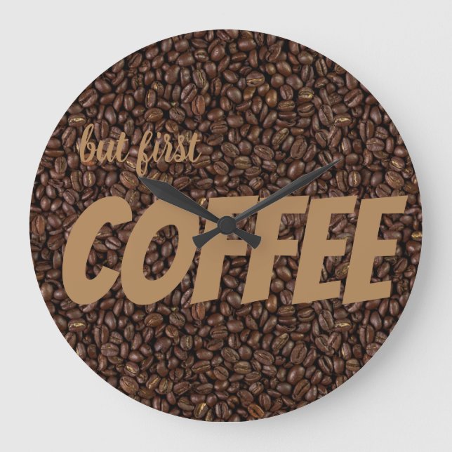 Kaffeebohnen Große Wanduhr (Vorderseite)