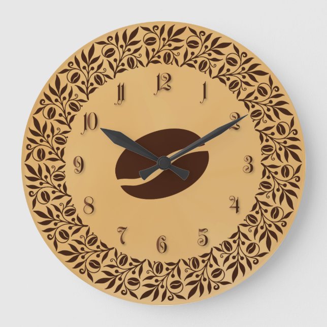 Kaffeebohnen Große Wanduhr (Vorderseite)