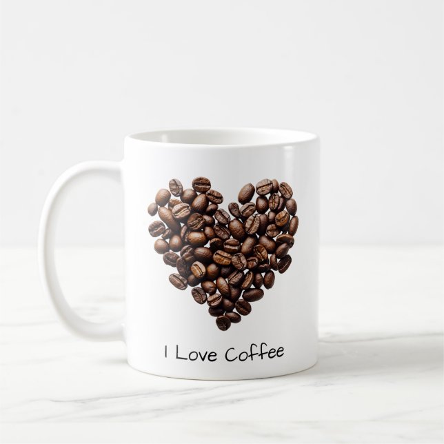 Kaffeebohnen Herz Form Tasse, Liebe Kaffeedesign Kaffeetasse (Links)