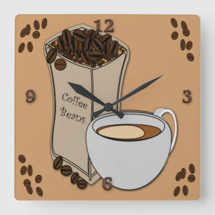 Kaffeebohnen Kaffee-Cup Design Wanduhren