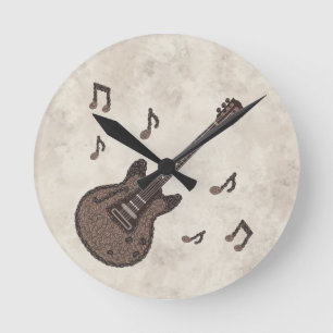 Kaffeebohnen-Kaffee-Gitarre-Kaffee Kunst-Musik- Runde Wanduhr