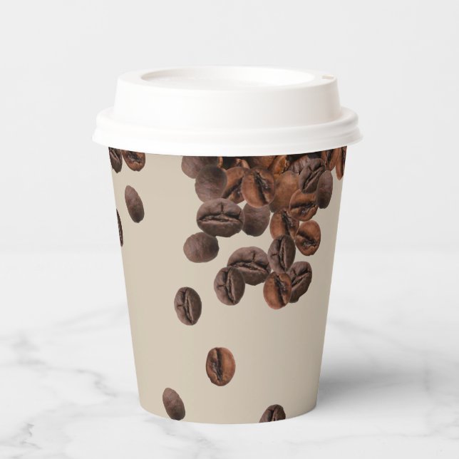 Kaffeebohnen Kaffee Pappbecher (Vorderseite)