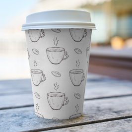 Kaffeebohnen & Kaffeekuchen Sauberes Schwarz & Wei Pappbecher