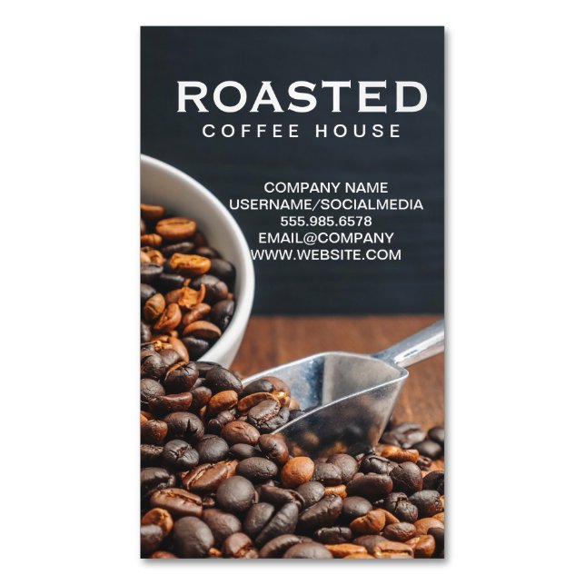 Kaffeebohnen Magnetische Visitenkarte (Vorderseite Vertikal)