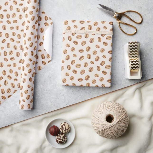 Kaffeebohnen mit Creme Geschenkpapier (Kunsthandwerk)