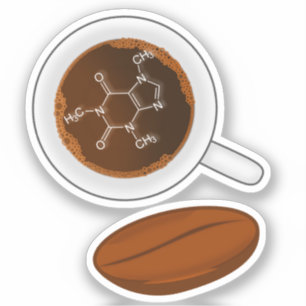 Kaffeebohnen Molekulare Struktur - Koffeinformel Aufkleber