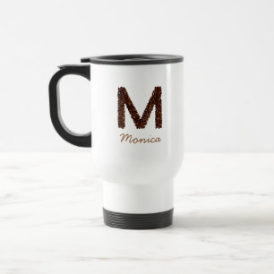 Kaffeebohnen-Monogramm Buchstabe M Personalisierte Reisebecher