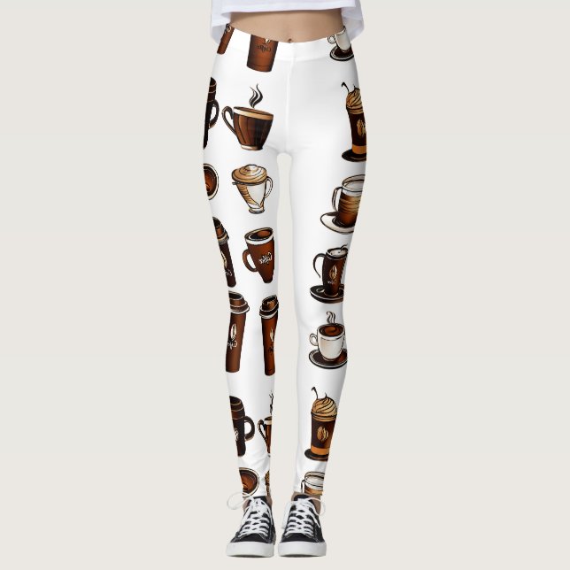 Kaffeebohnen-Muster-Leggings Leggings (Vorderseite)