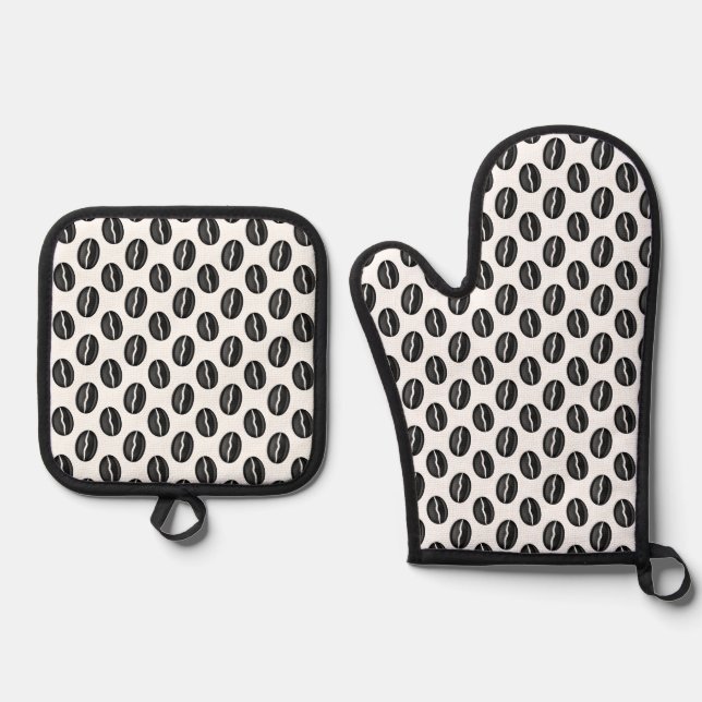 Kaffeebohnen Ofenhandschuh & Topflappen-Set (Vorderseite)