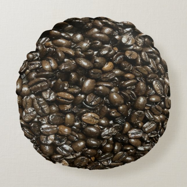 Kaffeebohnen Rundes Kissen (Vorderseite)