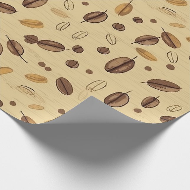 Kaffeebohnen Rustikales Vintages Muster Nr. 1 Geschenkpapier (Ecke)