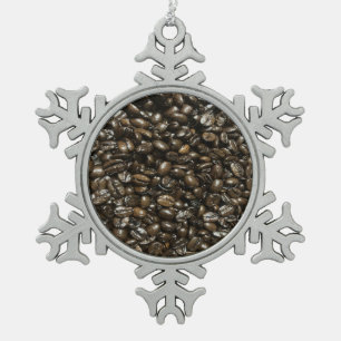 Kaffeebohnen Schneeflocken Zinn-Ornament