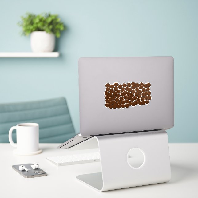 Kaffeebohnen schneiden Aufkleber (Laptop auf Schreibtisch)