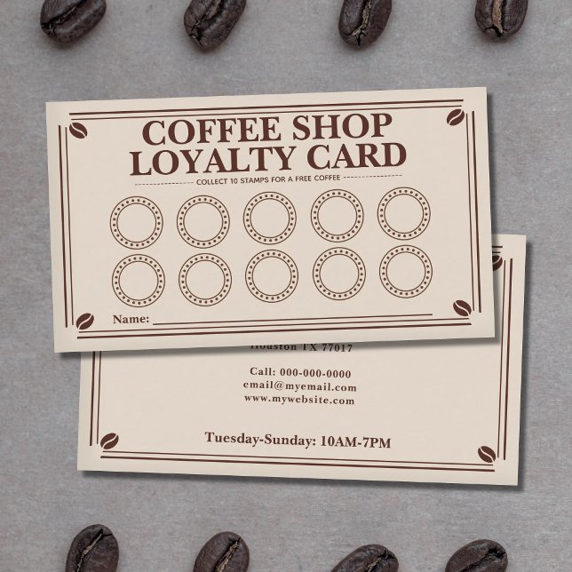 Kaffeebohnen - Treuekarte für das Café Visitenkarte (Coffee Beans - Coffee Shop Loyalty Card)
