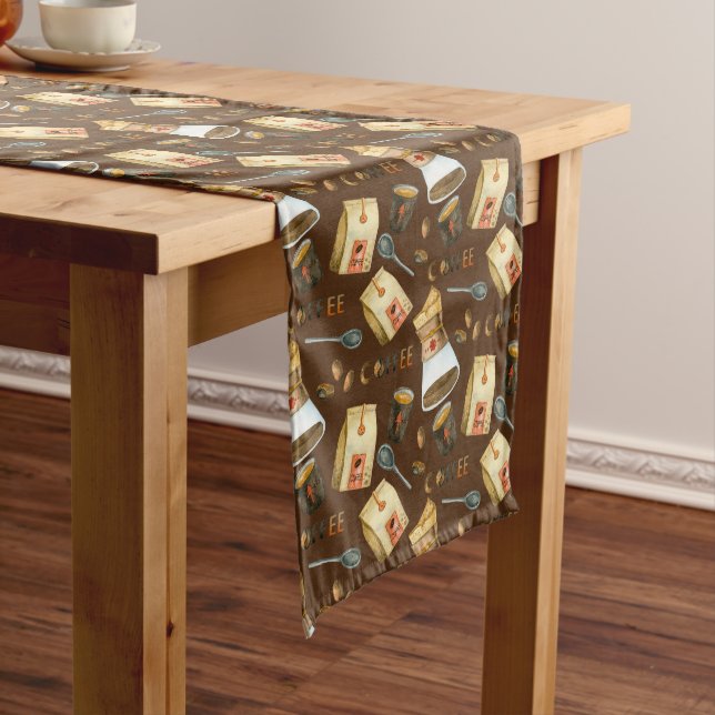 Kaffeebohnen-Tüpfelchen-Muster Großer Tischläufer (Beispiel)
