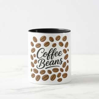 Kaffeebohnen Typografie Illustration Tasse