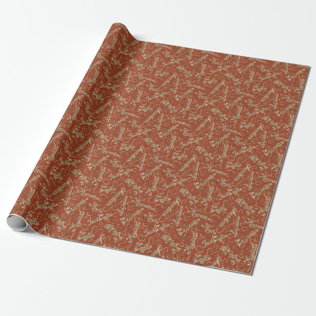Kaffeebohnen: typografisches Vintages Muster. Geschenkpapier (Ungerollt)