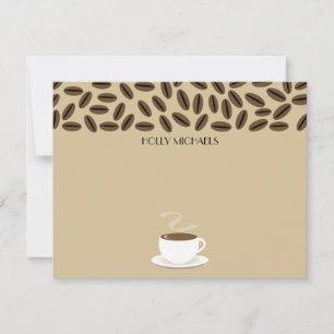Kaffeebohnen u. Tasse Kaffee flaches Notecards Mitteilungskarte