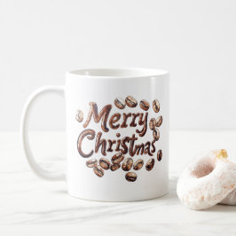 Kaffeebohnen und frohe Weihnachten Kaffeetasse