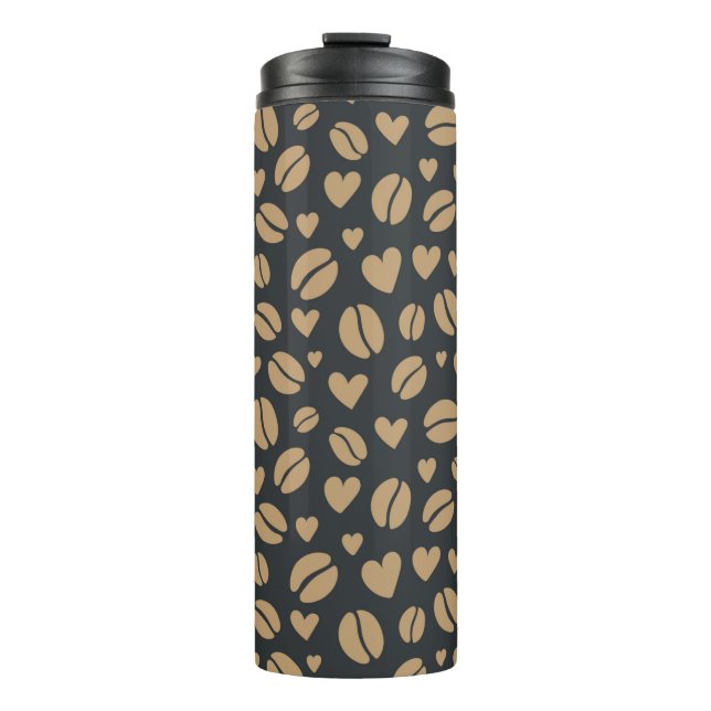 Kaffeebohnen und Hörnchen Thermosbecher (Vorderseite)