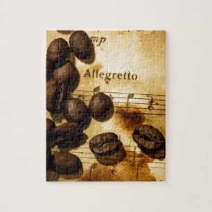 Kaffeebohnen und Musiknoten Puzzle