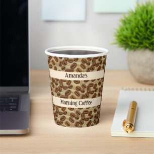 Kaffeebohnen Wasserfarbmuster Personalisiert Pappbecher