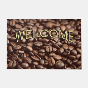Kaffeebohnen willkommen fußmatte