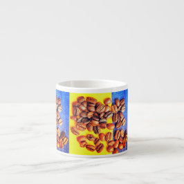 Kaffeebohnen Yellow Blue Textur Espresso Cup Espressotasse