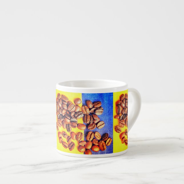 Kaffeebohnen Yellow Blue Textur Espresso Cup Espressotasse (Vorderseite Rechts)