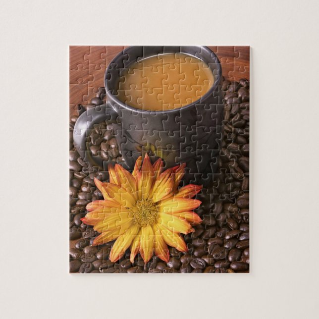 Kaffeebohnen & Yellow Daisy Puzzle (Vertikal)