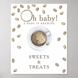 Kaffeebrauen Baby Shower SÜßIGKEITEN UND LECKEREIE Poster