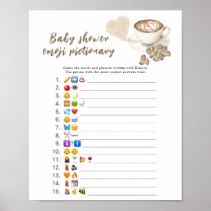 Kaffeebrühen-Baby-Party-Emoji-Bilderspiel Poster